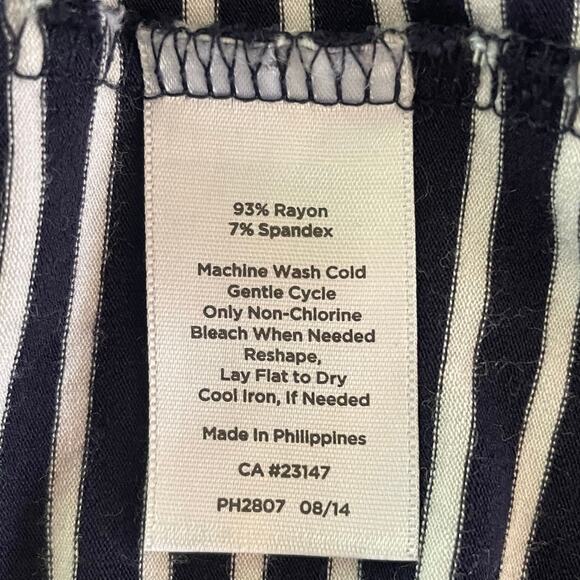 Talbots Navy & White Stripe Knit Top Size L 3/4 Sleeve Nautical Coastal Preppy - Picture 6 of 6